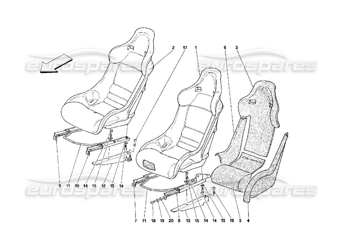 ferrari 348 (2.7 motronic) posti a sedere diagramma delle parti