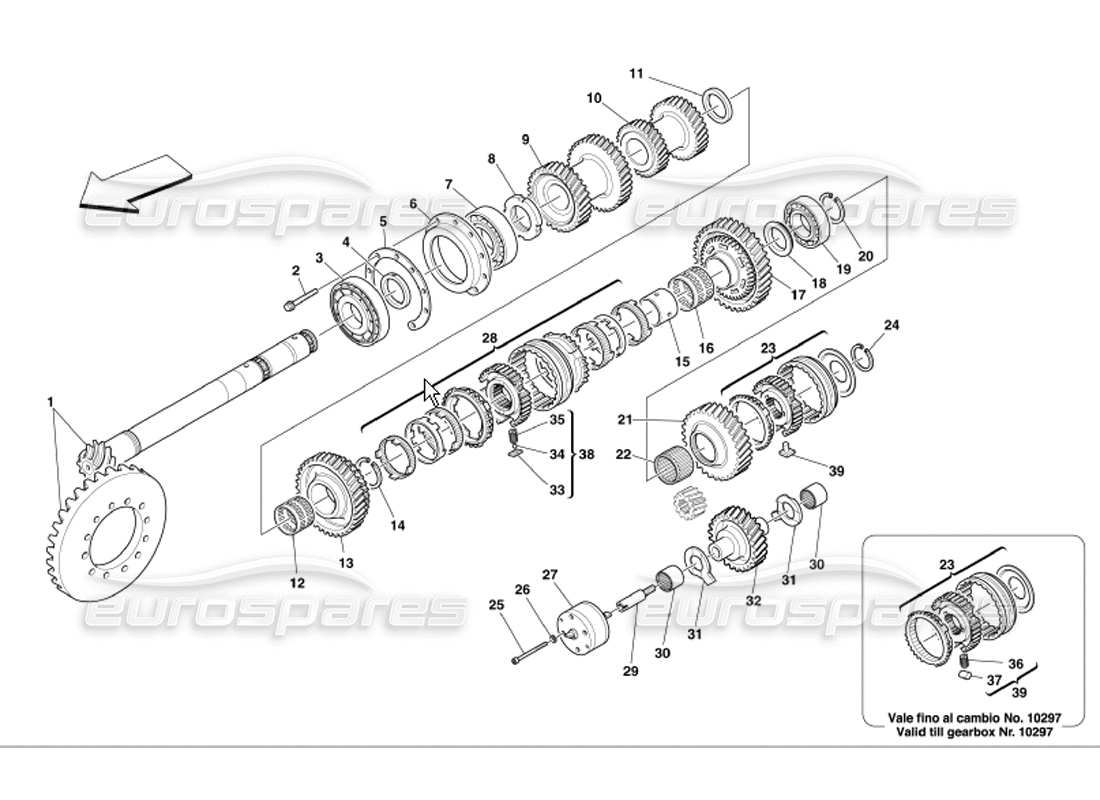 ferrari 360 modena ingranaggi dell'albero di rinvio diagramma delle parti