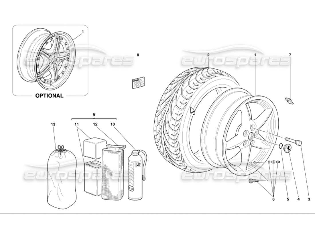 ferrari 360 modena ruote diagramma delle parti