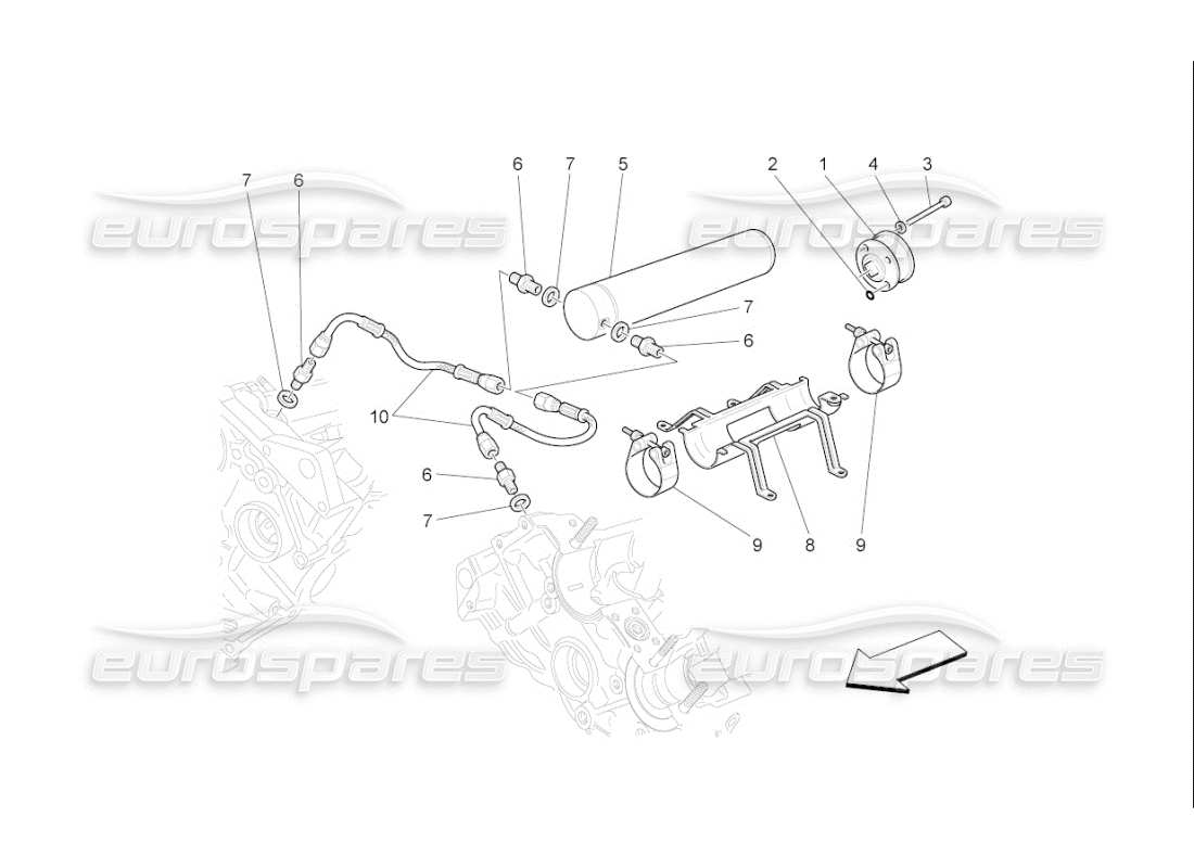 maserati qtp. (2007) 4.2 f1 diagramma delle parti dell'idraulica di temporizzazione