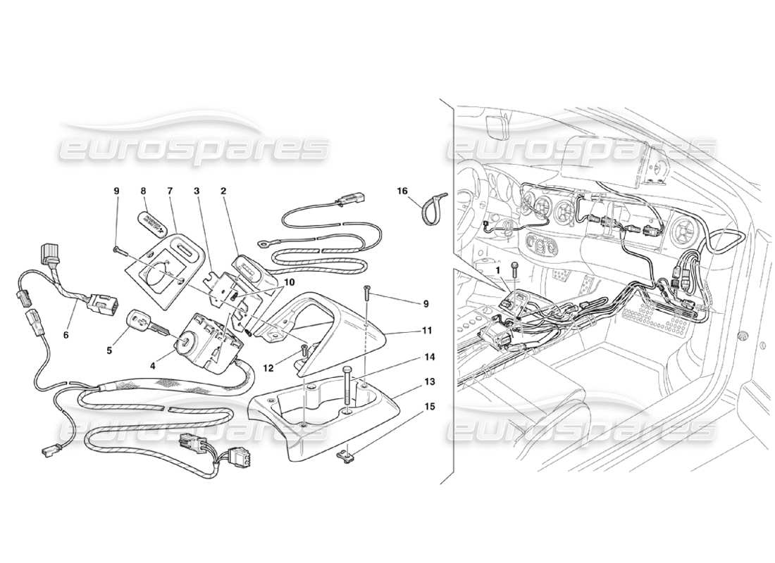 ferrari 360 challenge stradale kit esclusione airbag passeggero diagramma delle parti