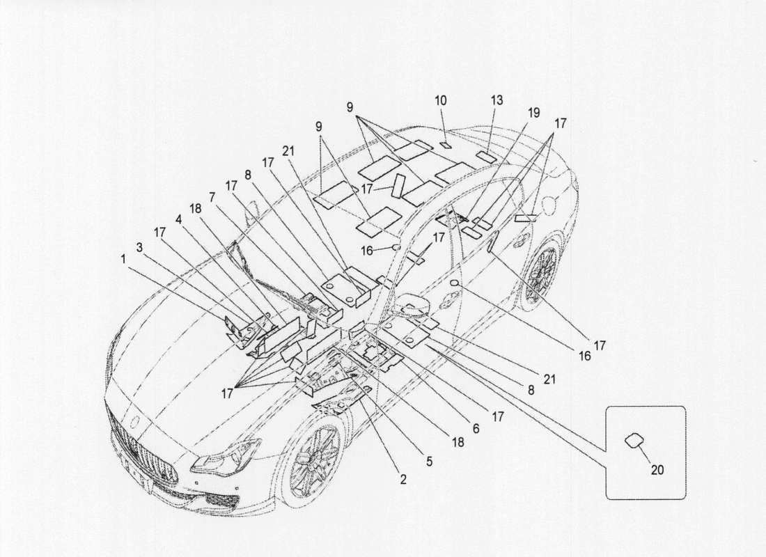 maserati qtp. v6 3.0 bt 410bhp 2wd 2017 pannelli insonorizzati all'interno del diagramma delle parti del veicolo