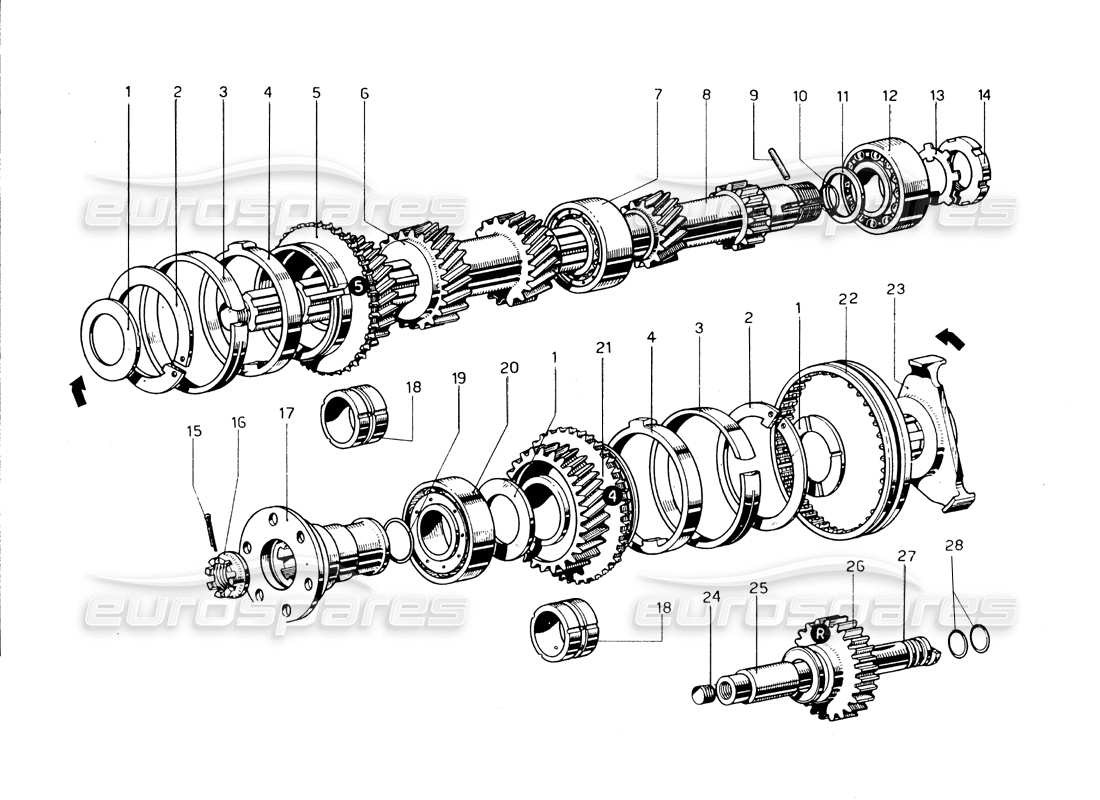 ferrari 275 gtb/gts 2 cam albero primario diagramma delle parti