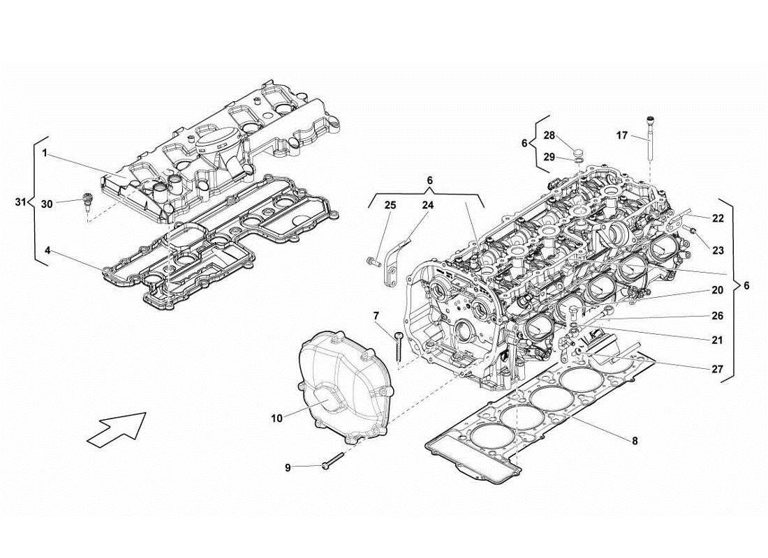 lamborghini gallardo lp560-4s update schema delle parti testata e coperchio sinistro 6-10