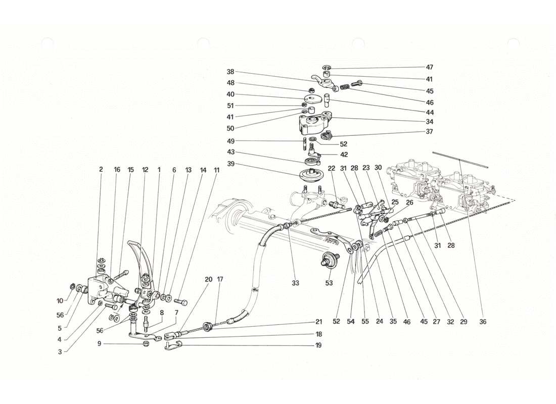 ferrari 208 gtb gts controllo dell'acceleratore diagramma delle parti