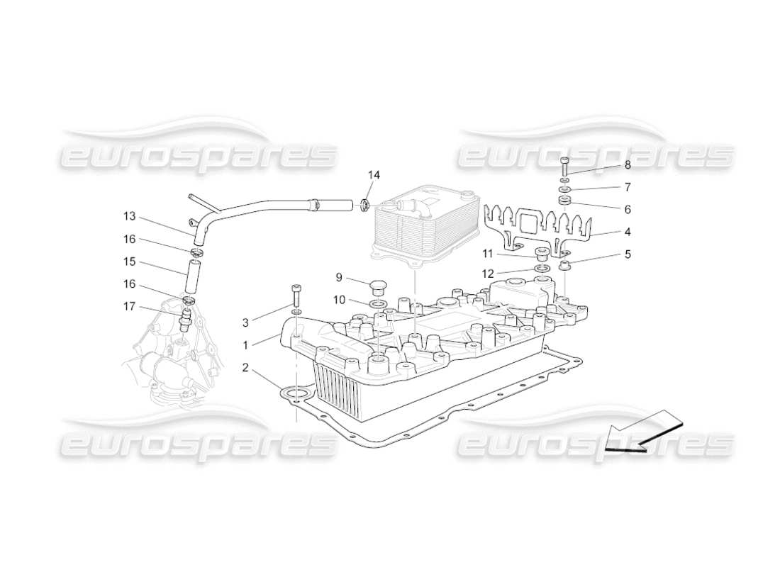 maserati grancabrio (2010) 4.7 diagramma delle parti dello scambiatore di calore