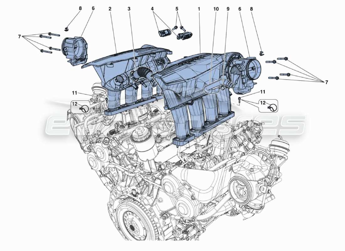 ferrari 488 challenge collettore di aspirazione diagramma delle parti