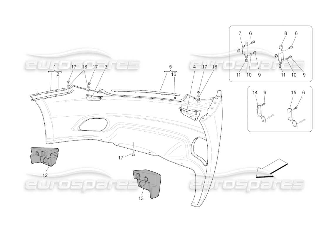 maserati grancabrio (2010) 4.7 paraurti posteriore diagramma delle parti