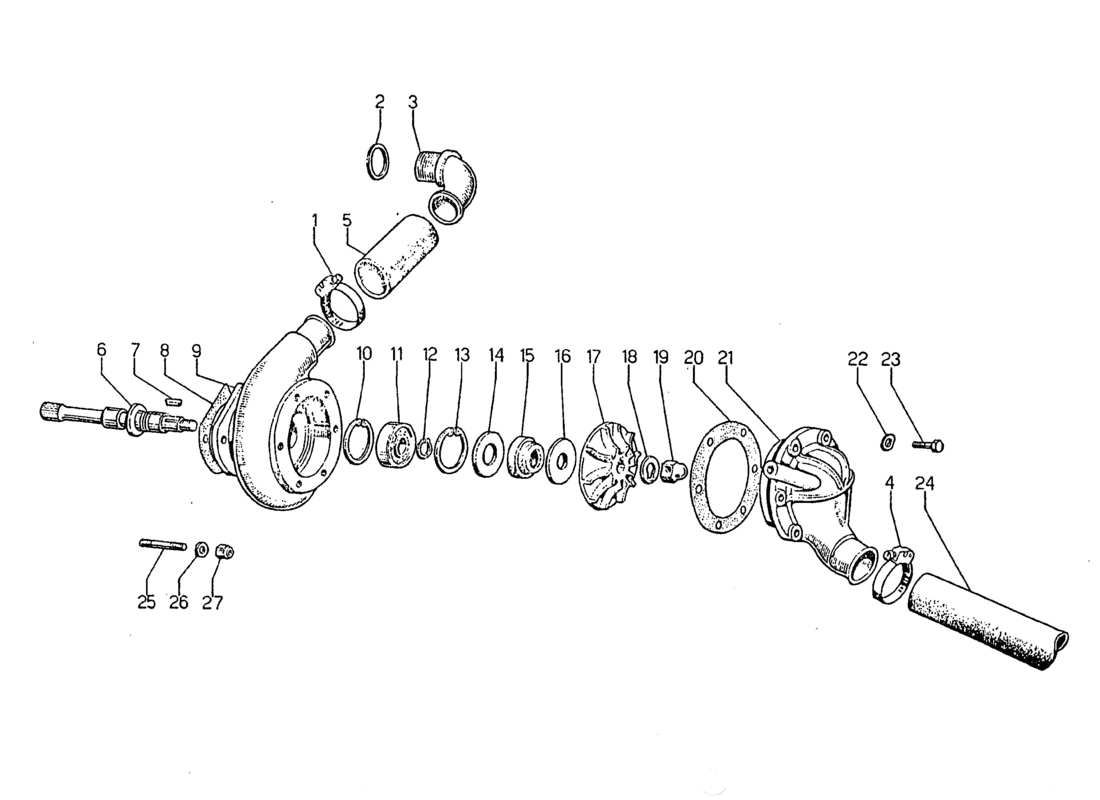 lamborghini jarama pompa acqua diagramma delle parti