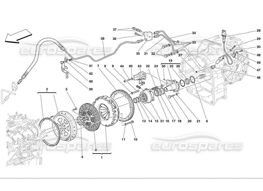 ferrari 360 modena frizione e comandi schema delle parti