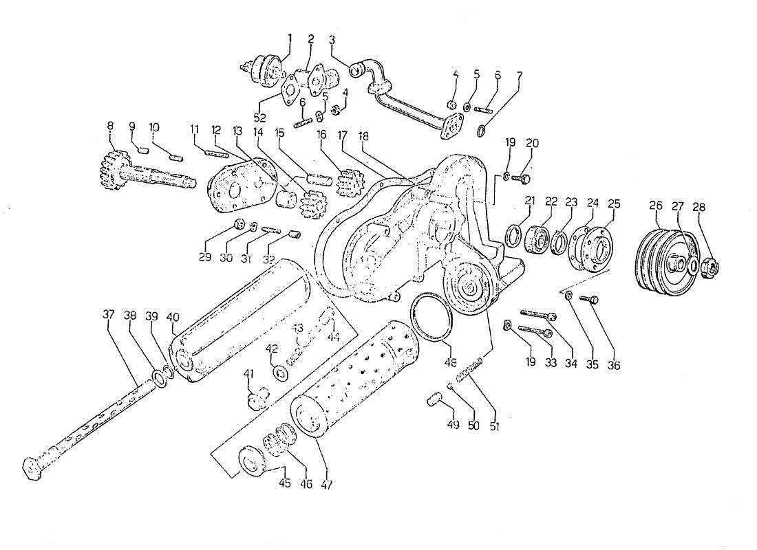 lamborghini jarama pompa e circuito olio diagramma delle parti