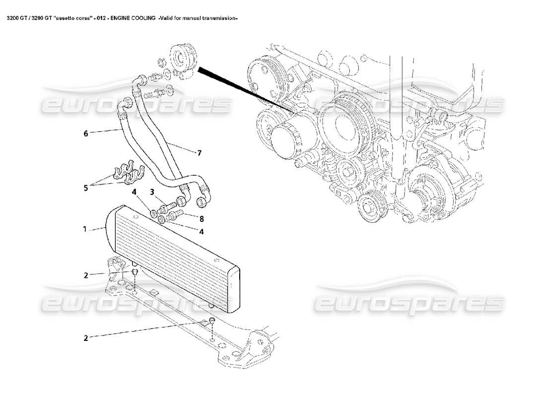 maserati 3200 gt/gta/assetto corsa raffreddamento del motore: diagramma delle parti manuali