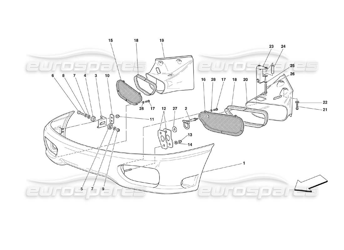 ferrari 360 challenge (2000) schema delle parti paraurti anteriore