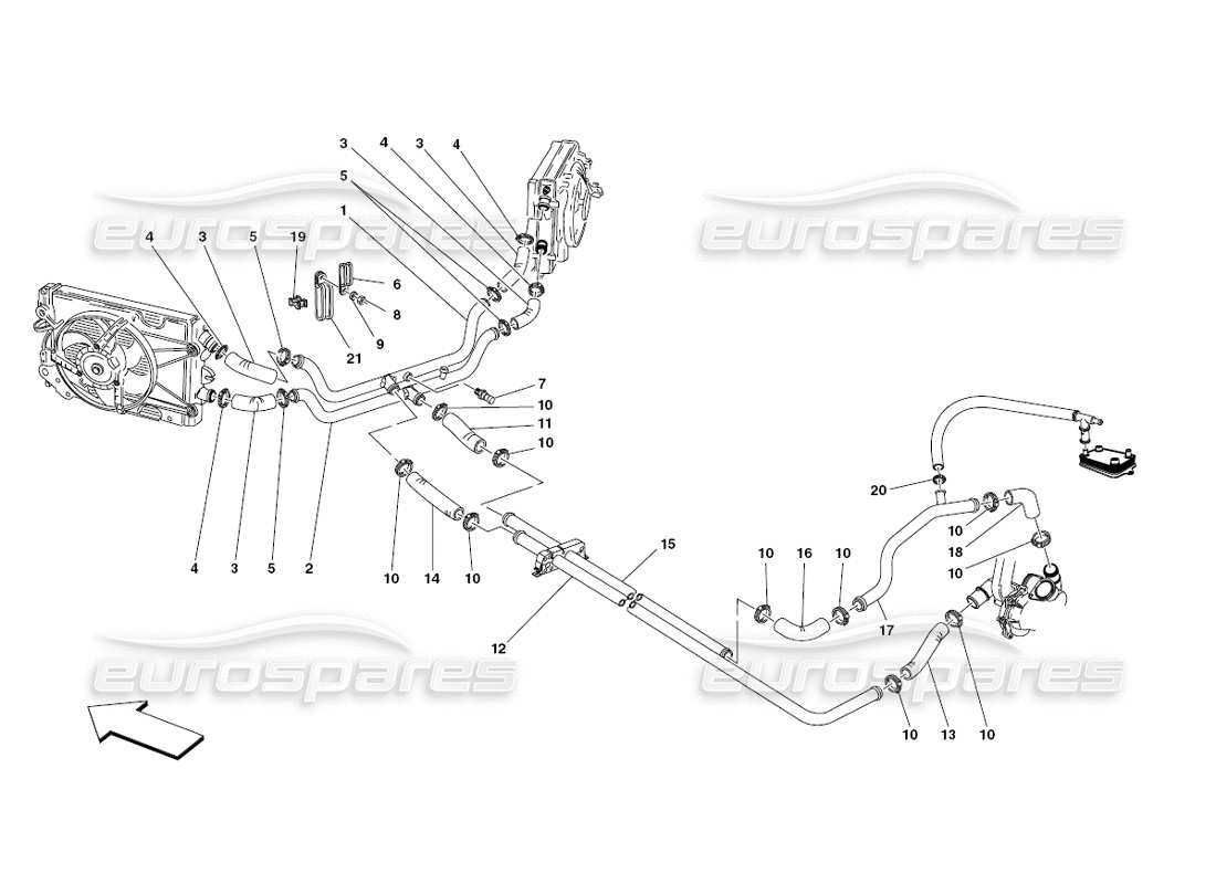 ferrari 430 challenge (2006) sistema di raffreddamento diagramma delle parti