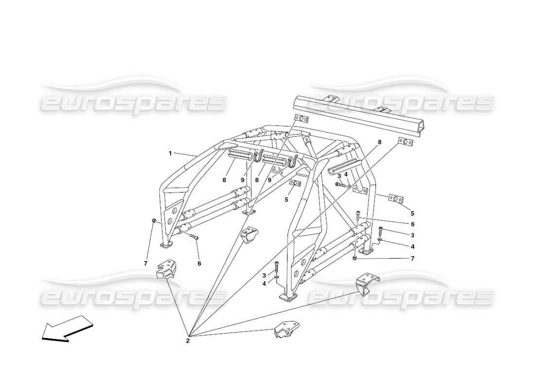 ferrari 430 challenge (2006) diagramma delle parti del roll bar
