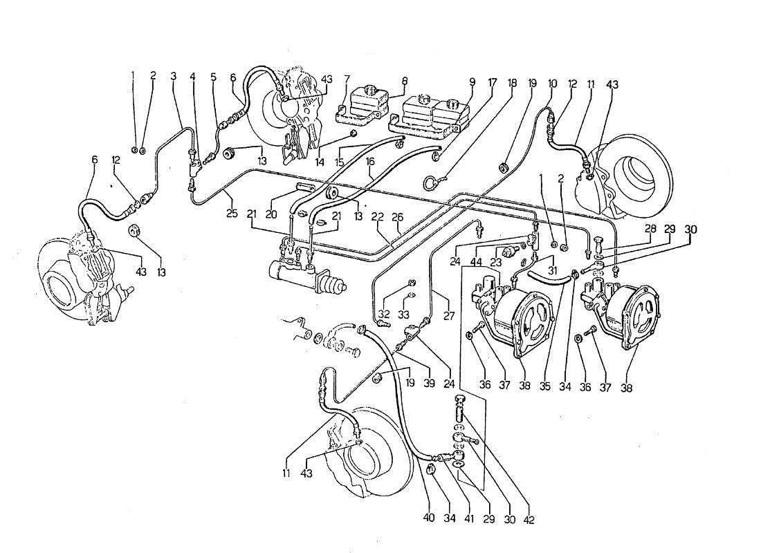 lamborghini jarama impianto freni (tubazioni) diagramma delle parti