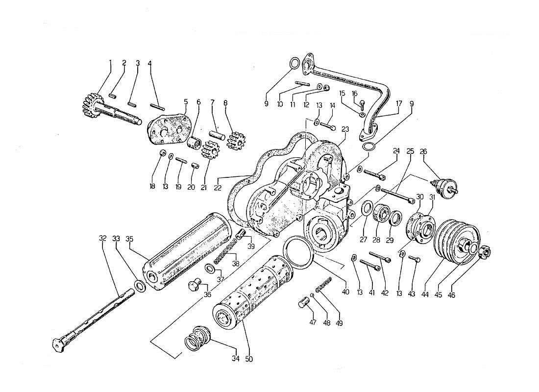 lamborghini jarama pompa e circuito olio diagramma delle parti