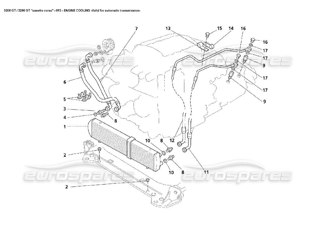 maserati 3200 gt/gta/assetto corsa raffreddamento del motore: diagramma delle parti auto