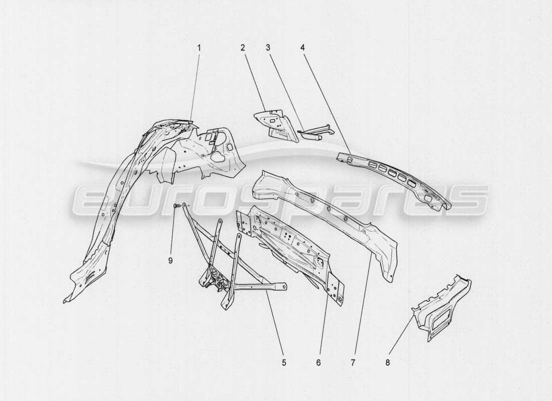 maserati qtp. v8 3.8 530bhp auto 2015 schema delle parti della carrozzeria e dei pannelli di rivestimento esterni posteriori