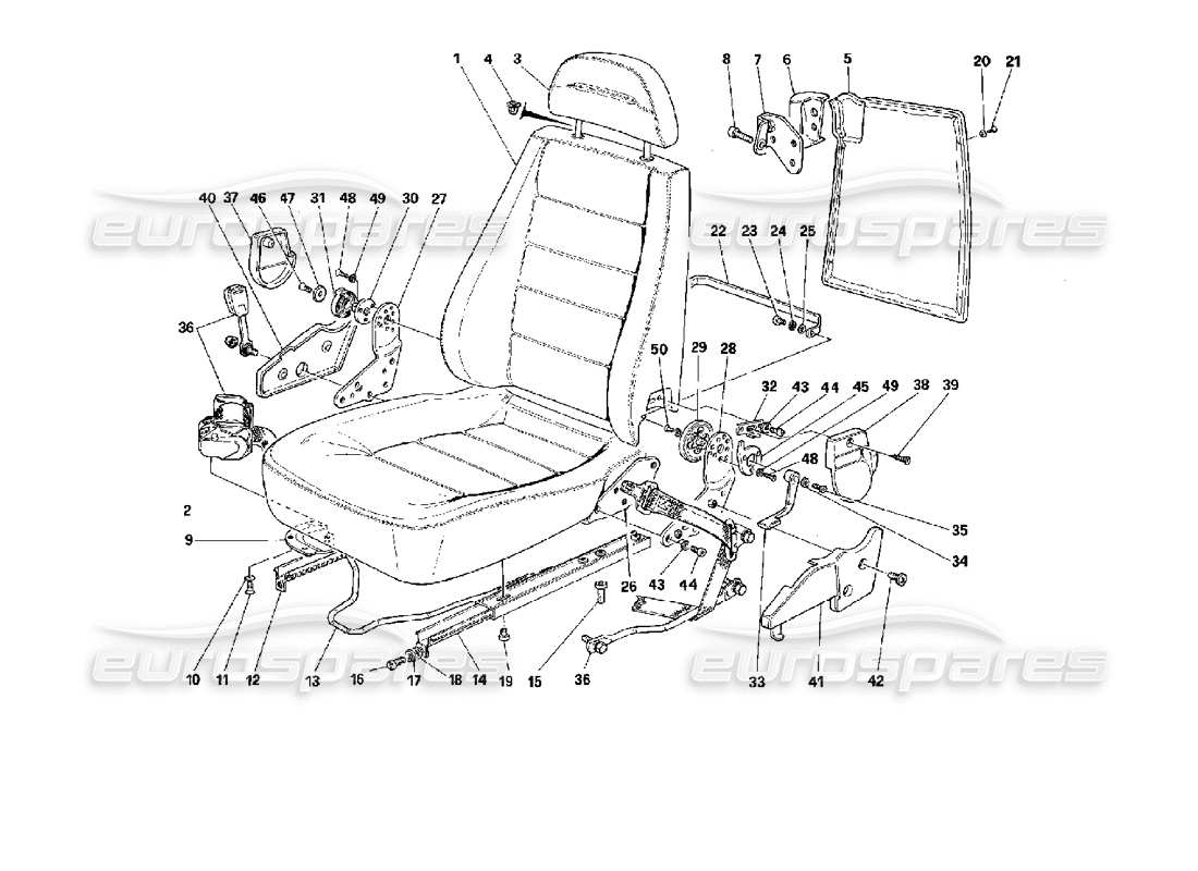 ferrari mondial 3.4 t coupe/cabrio sedili anteriori - valido per lo schema delle parti delle cinture passive