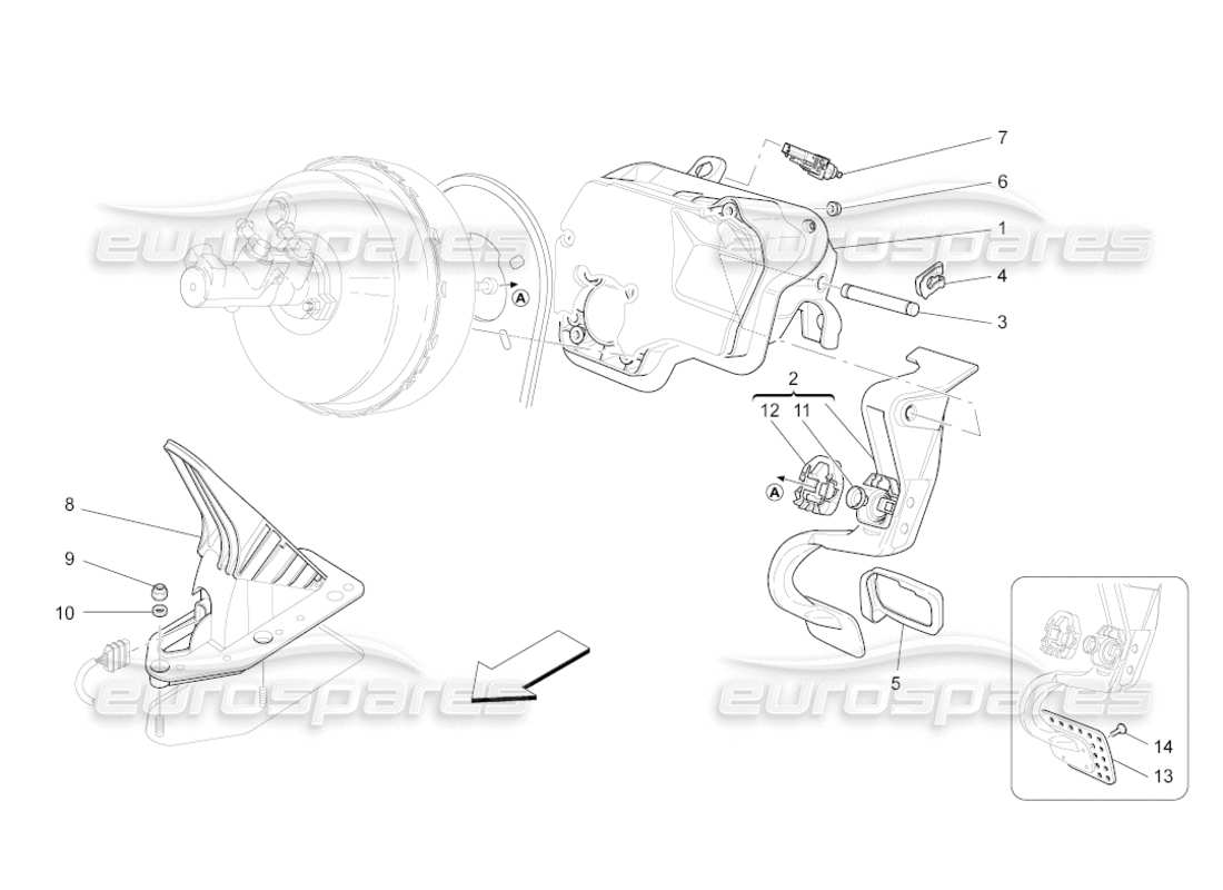 maserati grancabrio (2010) 4.7 schema completo delle parti dell'unità pedaliera