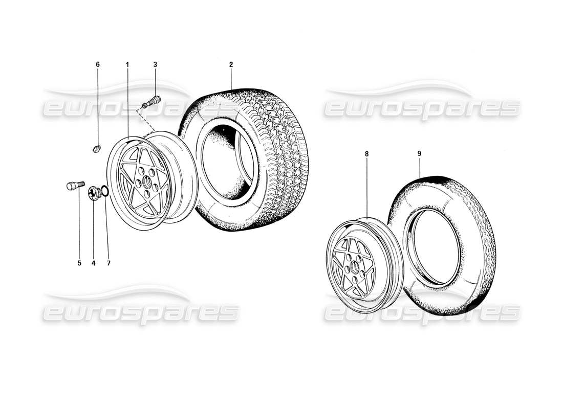 ferrari 328 (1985) ruote diagramma delle parti