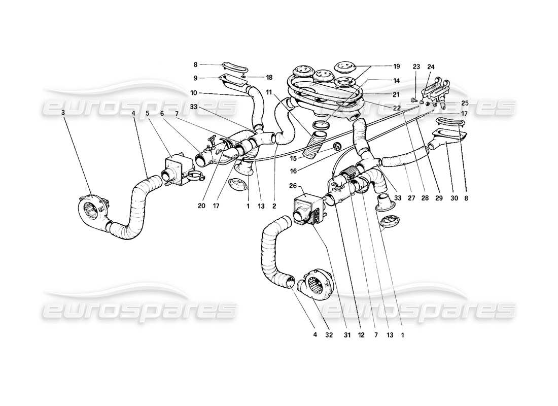 ferrari 308 (1981) gtbi/gtsi sistema di riscaldamento diagramma delle parti