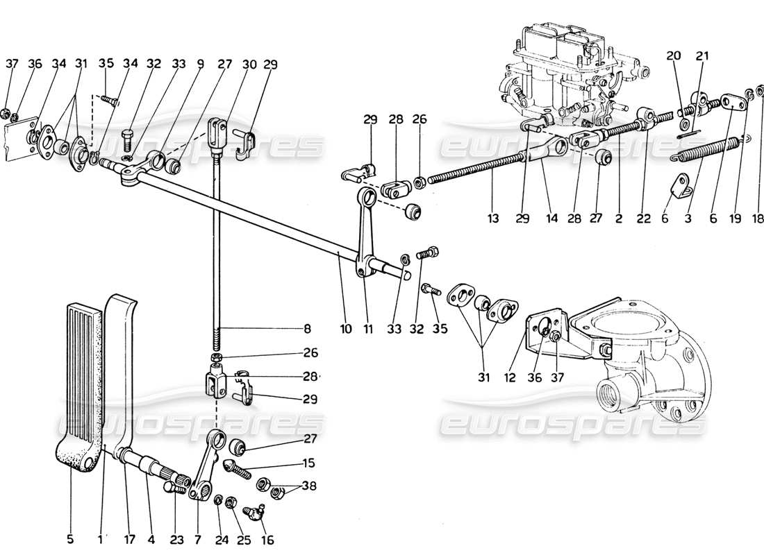ferrari 365 gtb4 daytona (1969) controllo dell'acceleratore diagramma delle parti