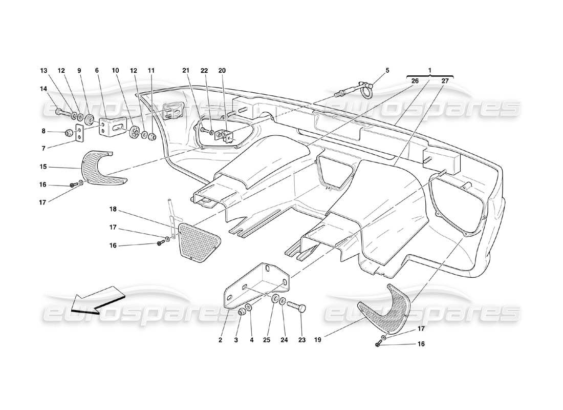 ferrari 360 challenge (2000) schema delle parti paraurti posteriore