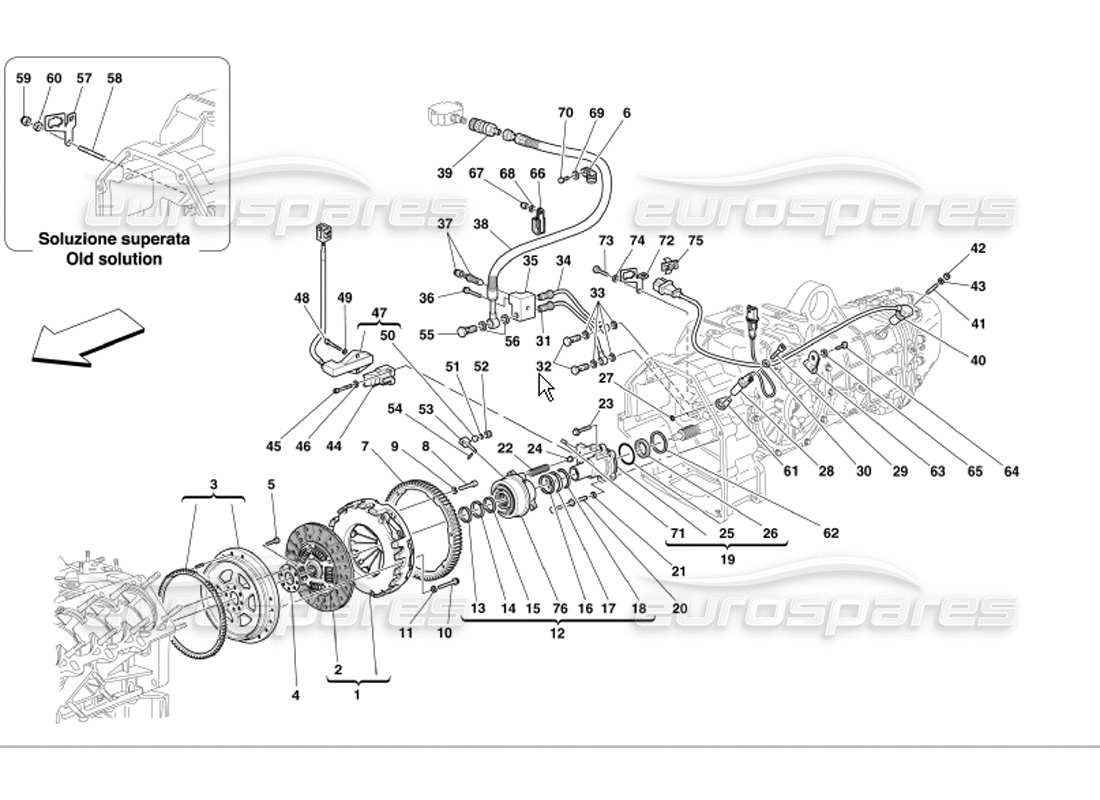 ferrari 360 modena frizione e comandi schema delle parti