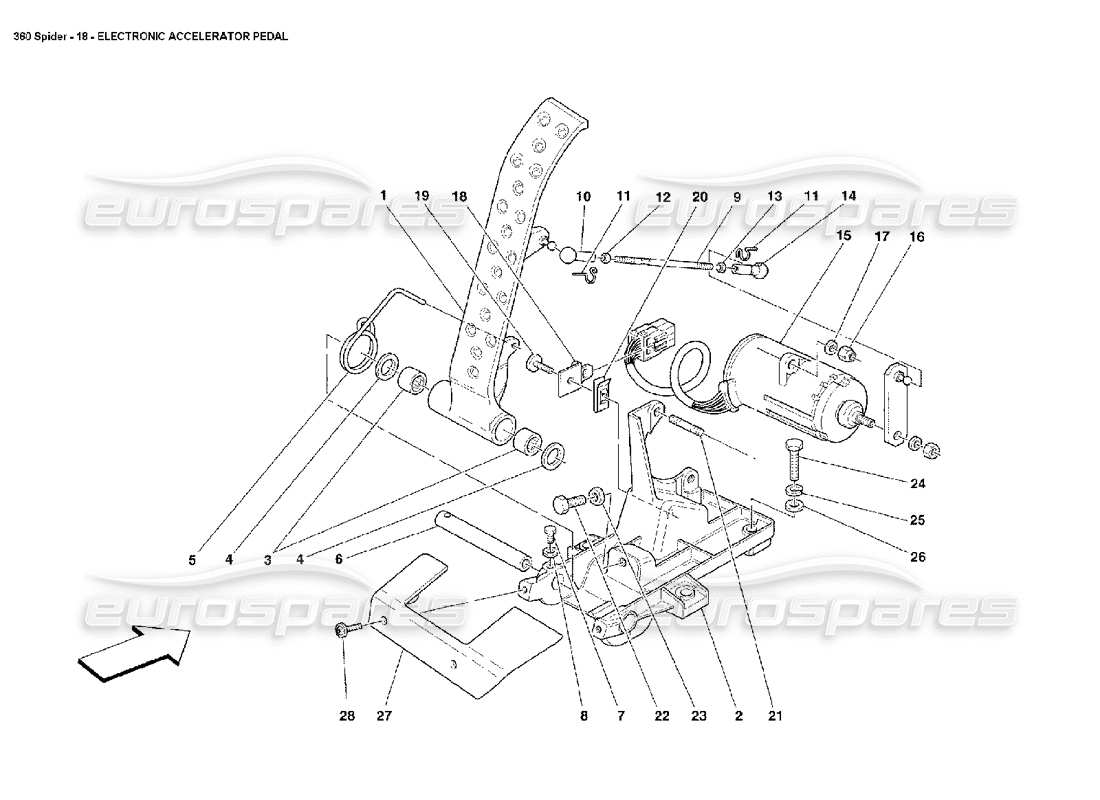 ferrari 360 spider pedale acceleratore elettronico schema delle parti