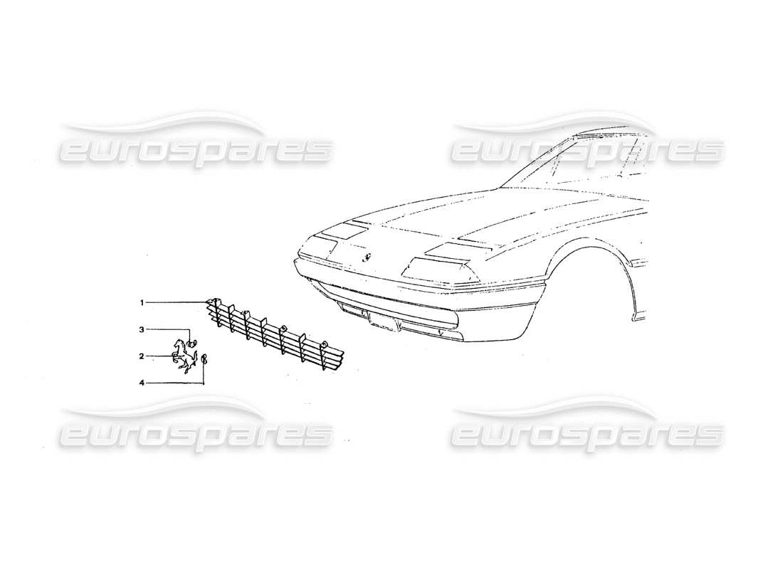 ferrari 365 gt4 2+2 coachwork diagramma delle parti della griglia anteriore