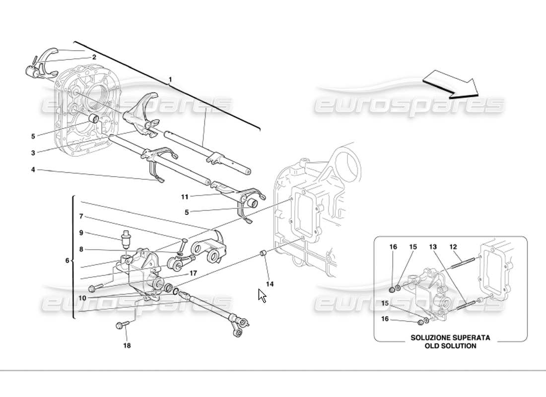 ferrari 360 modena diagramma delle parti dei controlli interni del cambio