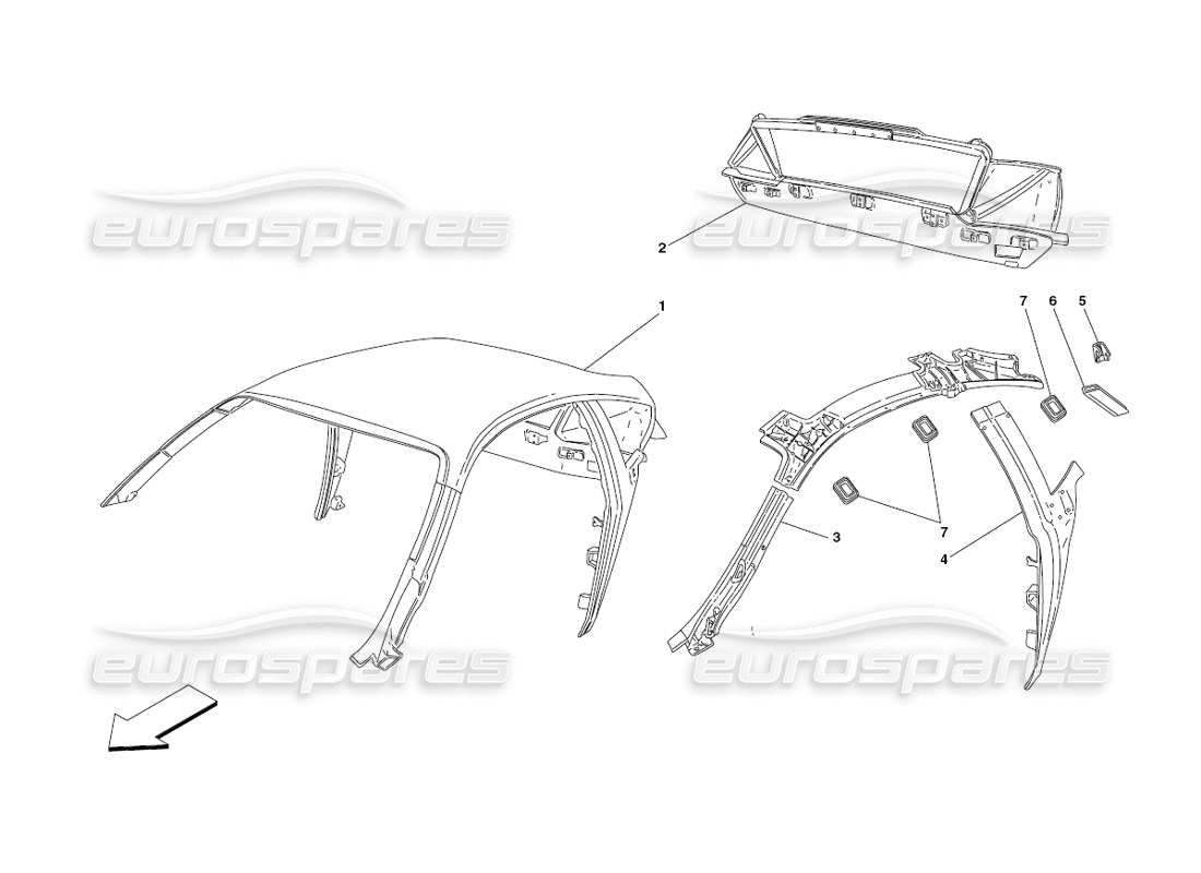 ferrari 430 challenge (2006) tetto - schema delle parti struttura