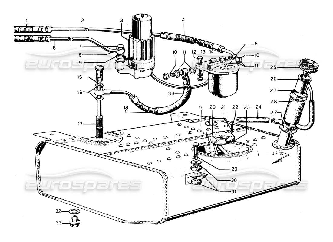 ferrari 275 gtb/gts 2 cam serbatoio di carburante diagramma delle parti