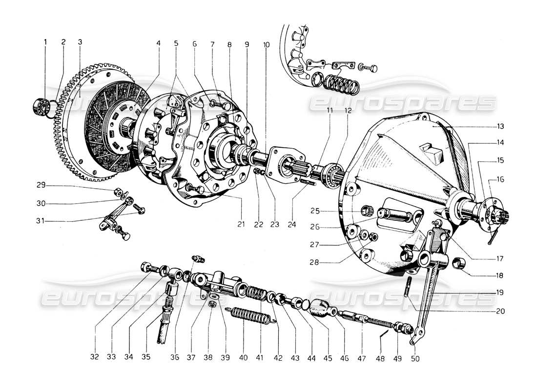 ferrari 275 gtb/gts 2 cam diagramma della parte della frizione