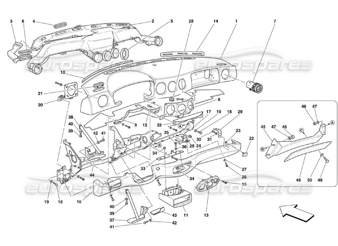 ferrari 360 challenge stradale pannello di controllo diagramma delle parti