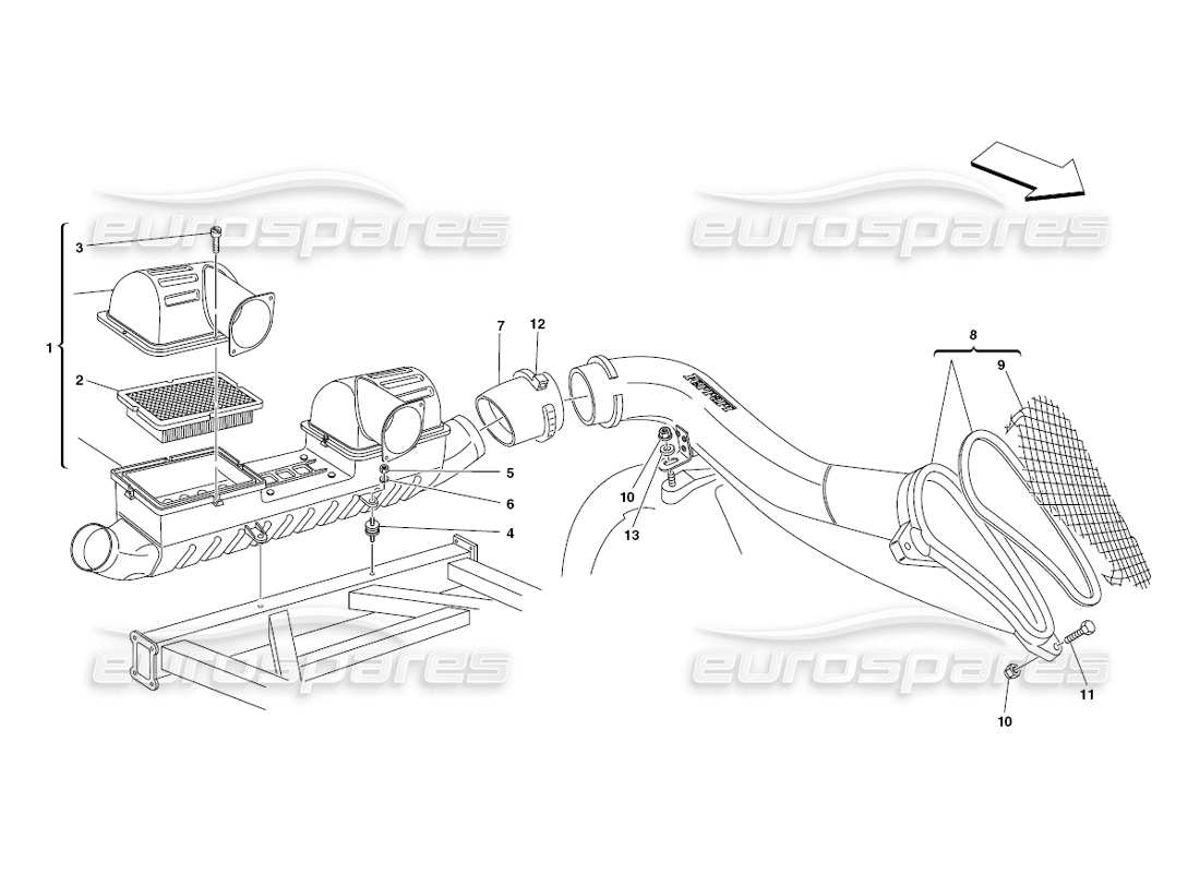 ferrari 430 challenge (2006) schema delle parti della presa d'aria