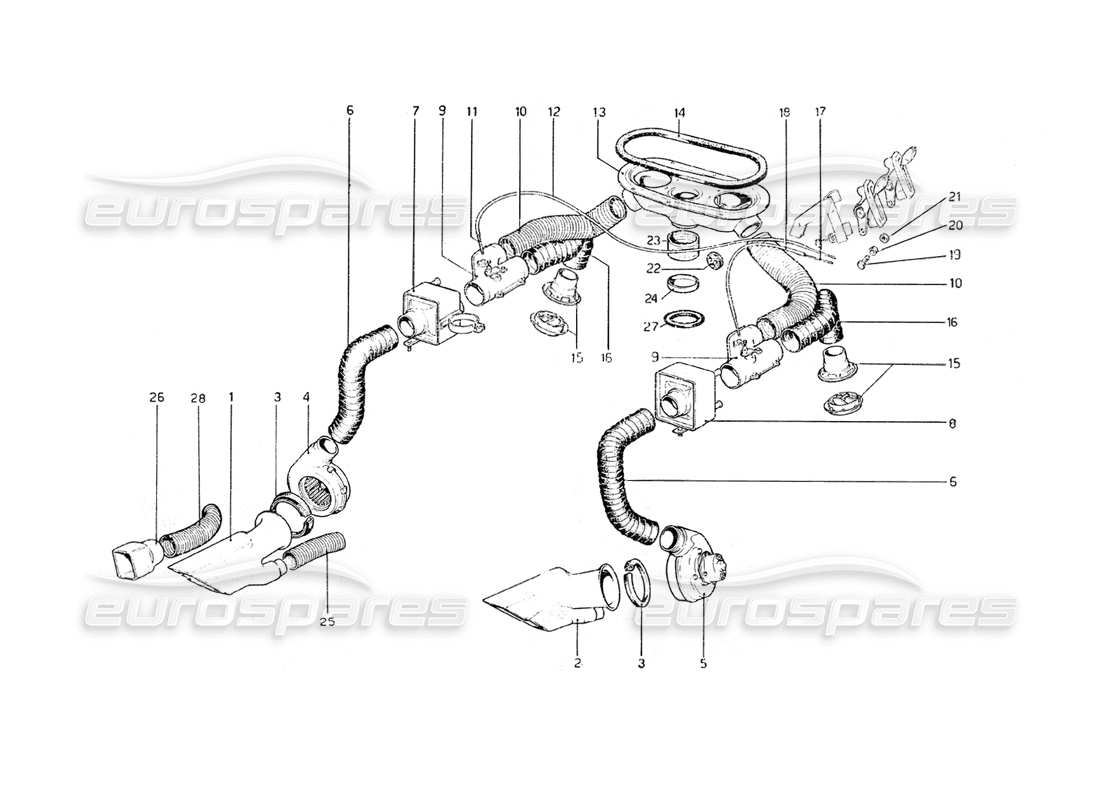 ferrari 308 gt4 dino (1979) schema delle parti del sistema di riscaldamento