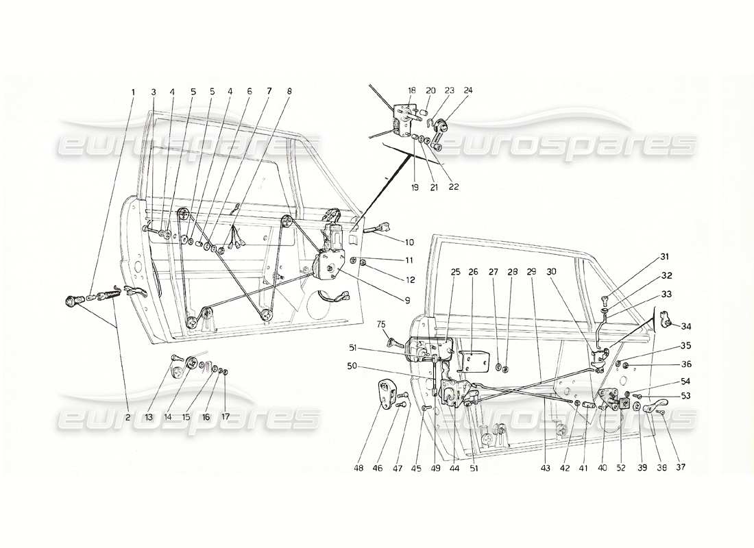 ferrari 308 gt4 dino (1976) diagramma delle parti porte