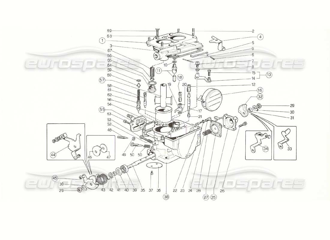 ferrari 308 gt4 dino (1976) diagramma delle parti weber 40 dcnf (2 distributori).