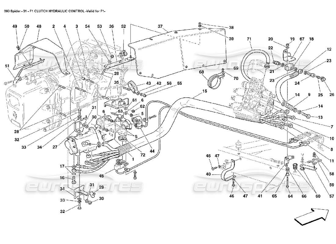 ferrari 360 spider f1 schema delle parti comando idraulico della frizione