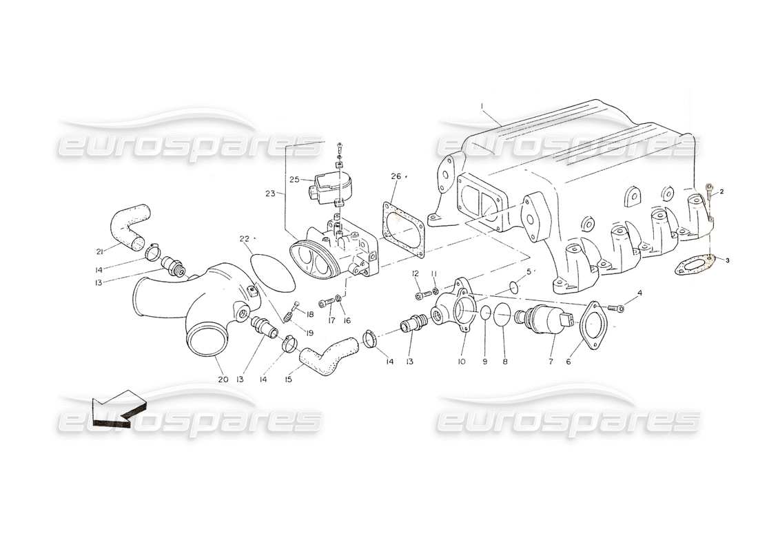 maserati shamal collettore di aspirazione diagramma delle parti