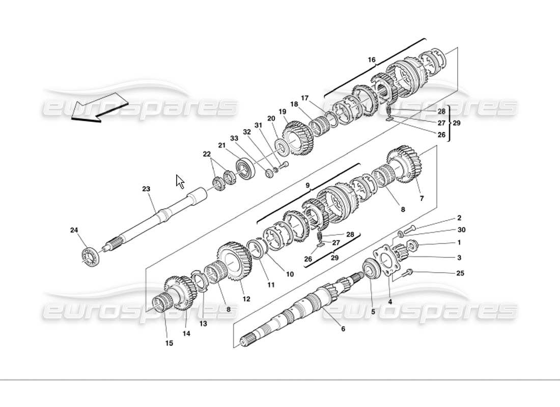 ferrari 360 modena ingranaggi dell'albero principale diagramma delle parti