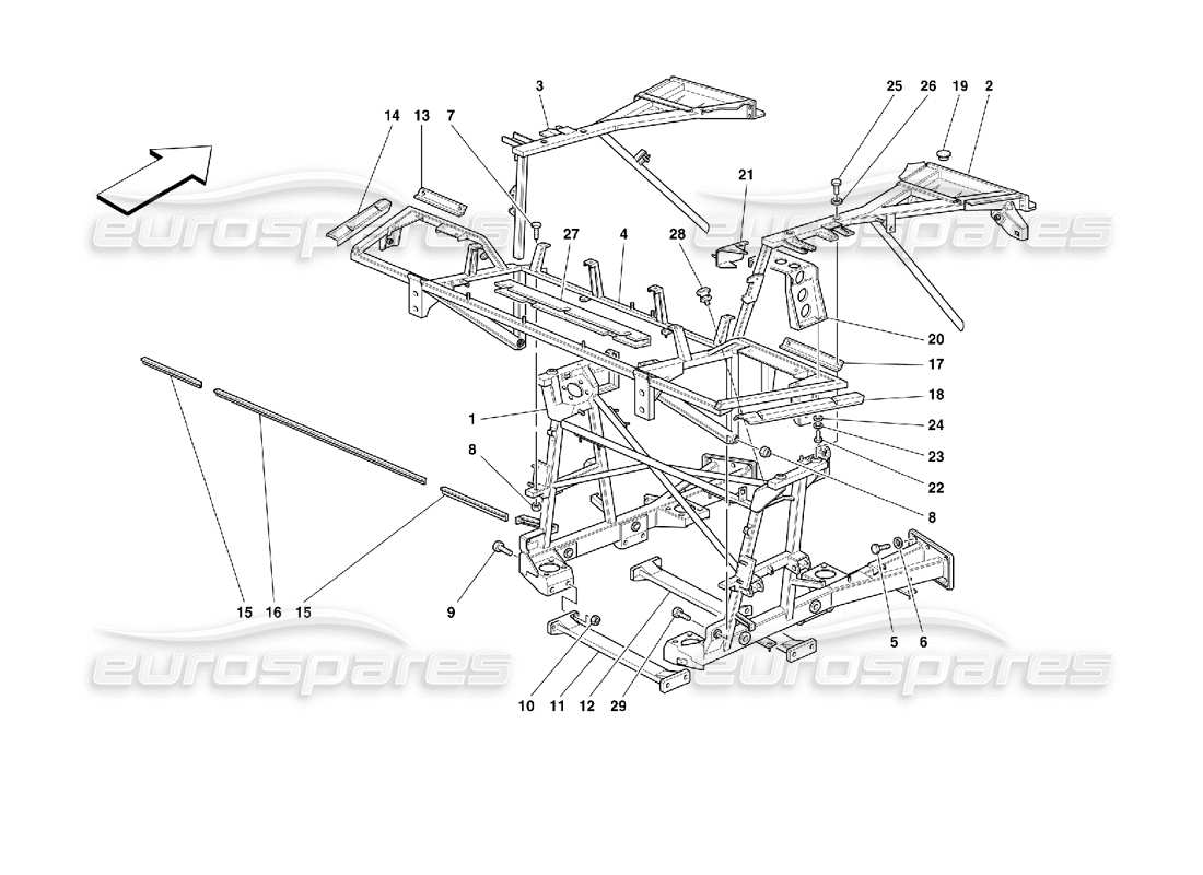 ferrari 355 (2.7 motronic) telaio - schema delle parti degli elementi della parte posteriore
