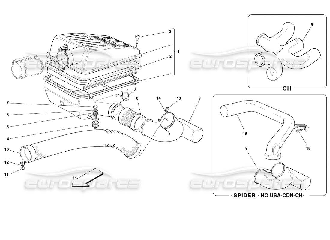 ferrari 355 (2.7 motronic) presa d'aria diagramma delle parti