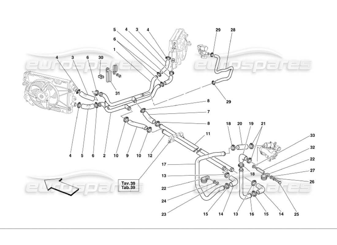 ferrari 360 modena sistema di raffreddamento diagramma delle parti