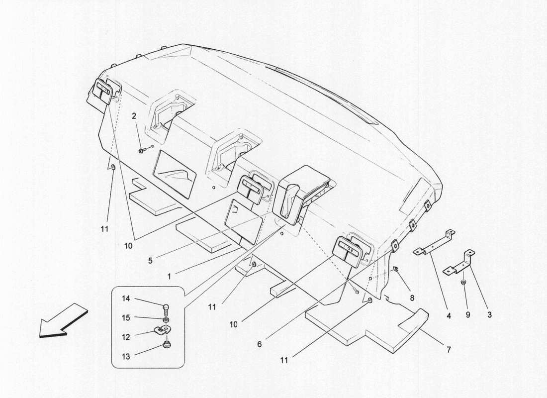 maserati qtp. v6 3.0 bt 410bhp 2wd 2017 ripiano posteriore diagramma delle parti