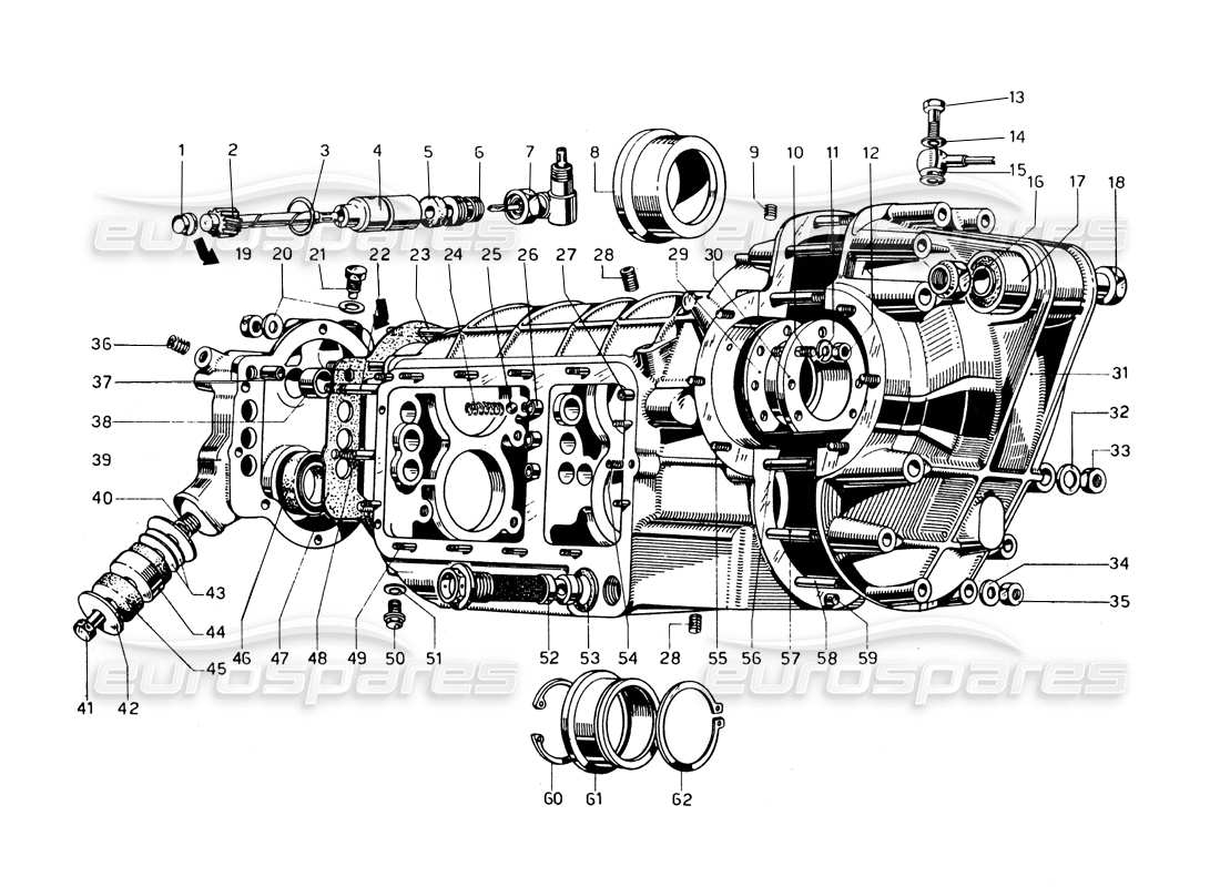 ferrari 275 gtb/gts 2 cam scatola del cambio - schema della parte differenziale