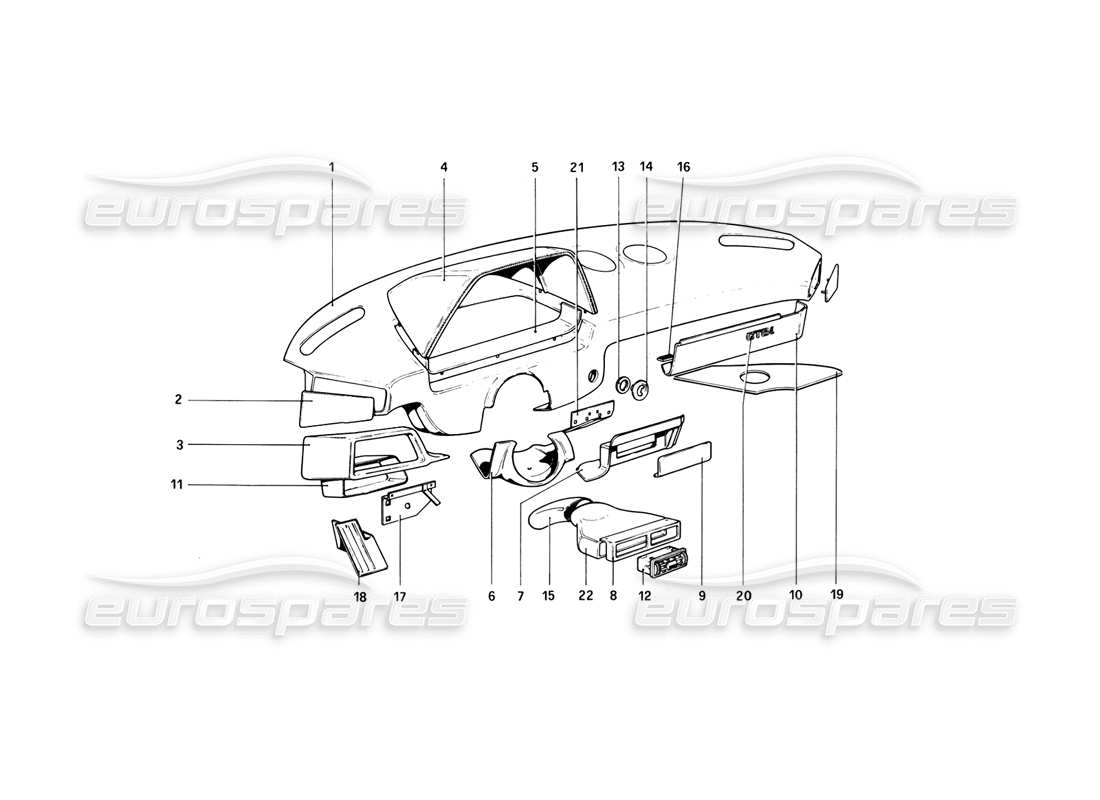 ferrari 308 (1981) gtbi/gtsi pannello degli strumenti diagramma delle parti